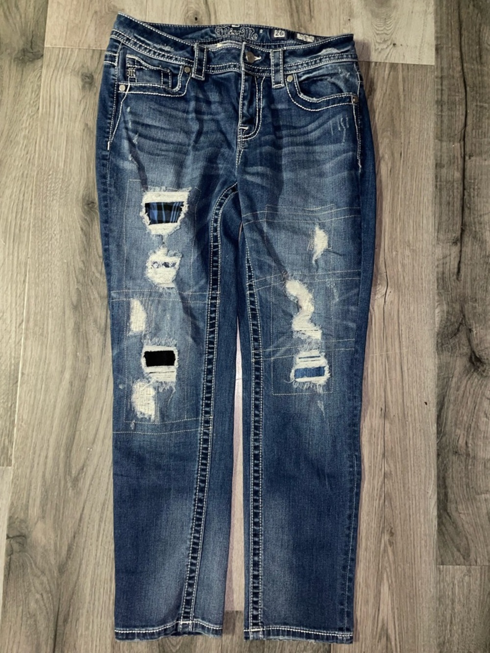 Distressed Dark Blue Miss Me Jeans